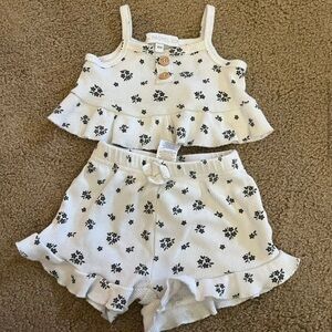 Rachel Zoe White and Black Floral Kids Matching Set